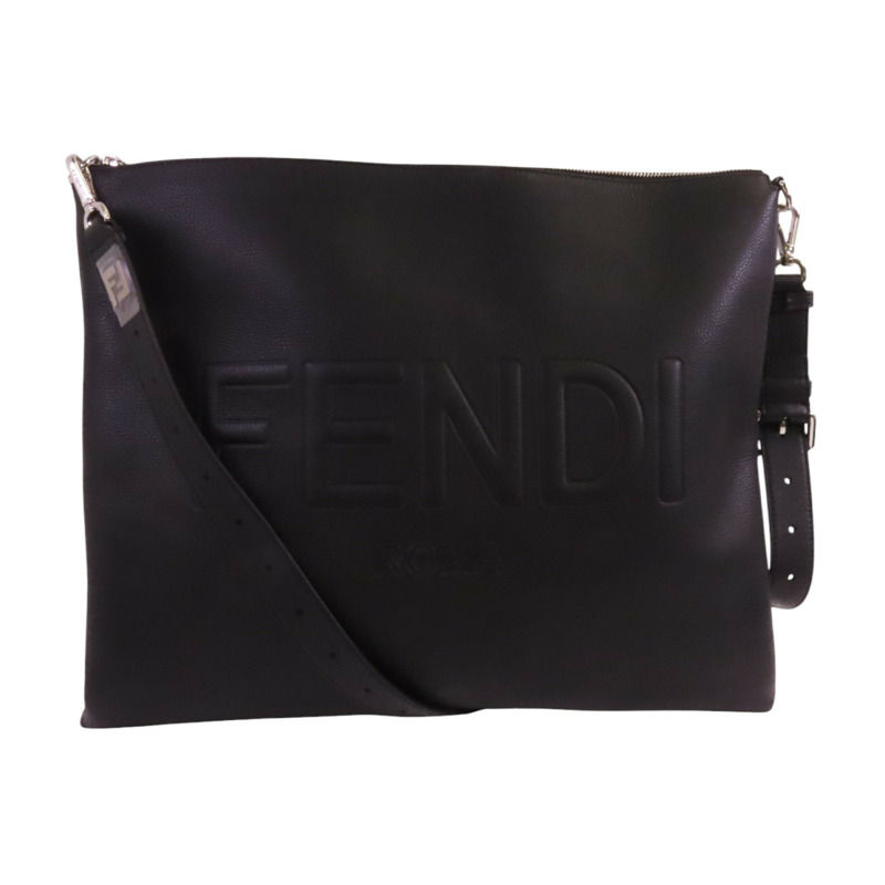 FENDI 牛皮皮革After Roma Pouch Shoulder銀扣肩背袋-0