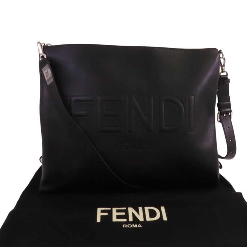 FENDI 牛皮皮革After Roma Pouch Shoulder銀扣肩背袋-9