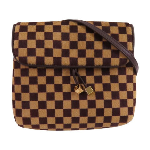 LOUIS VUITTON Damier Azur Pony Hair Sauvage Gazelle金扣肩背袋