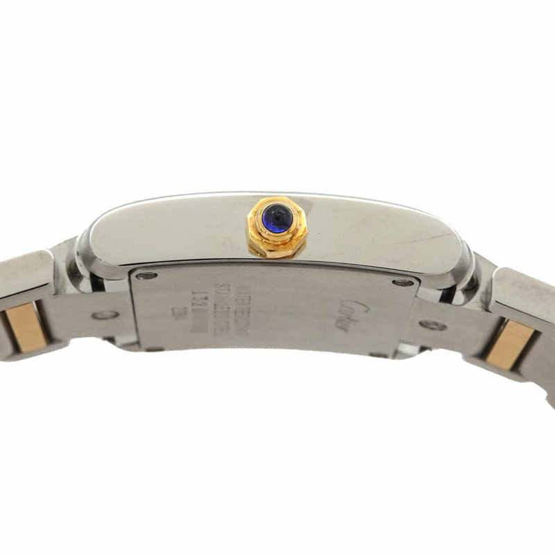 卡地亞 Tank Française SM 雙色腕錶 W51007Q4 女士象牙色 18K 黃金石英錶-4