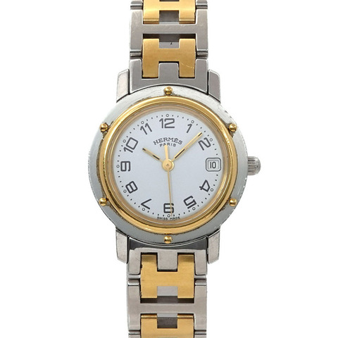 愛馬仕 Clipper CL4 220 女士雙色日期顯示白色石英腕錶