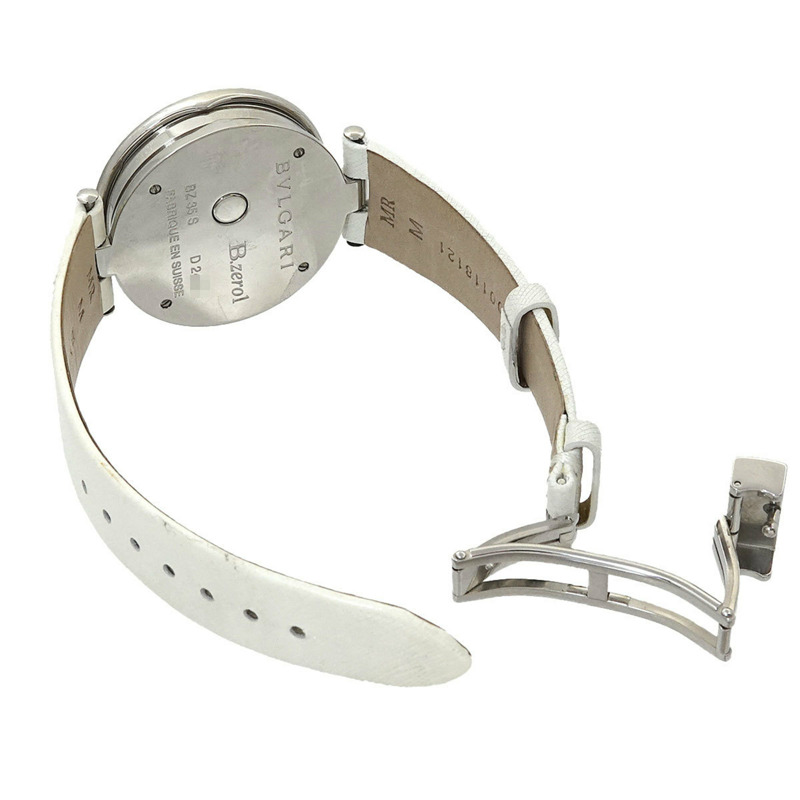 寶格麗 B-zero 1 雙心 BZ35S 女士鑽石銀色石英腕錶-4