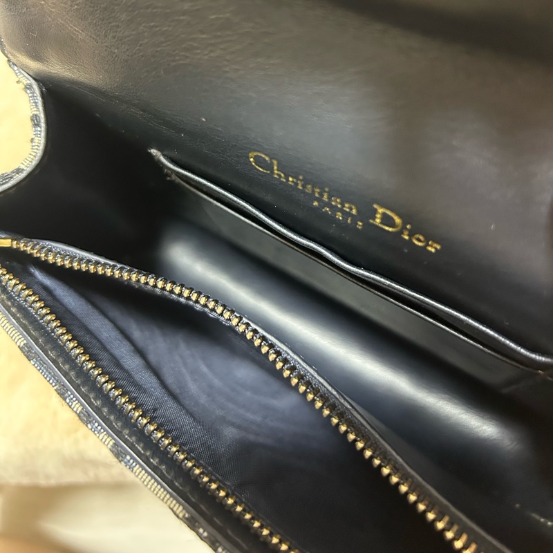 Dior迪奧 saddle 老花藍色刺繡馬鞍包單肩腰包  手拿包-14