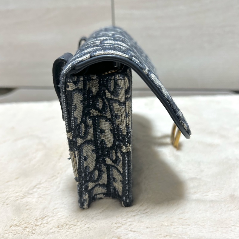 Dior迪奧 saddle 老花藍色刺繡馬鞍包單肩腰包  手拿包-15