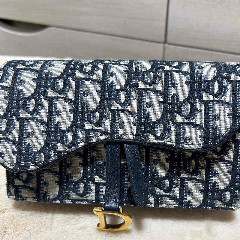 Dior迪奧 saddle 老花藍色刺繡馬鞍包單肩腰包  手拿包-19