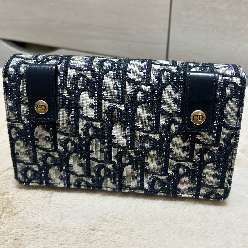 Dior迪奧 saddle 老花藍色刺繡馬鞍包單肩腰包  手拿包-23