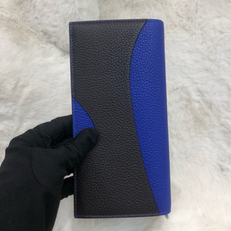 Ferragamo 藍色拼啡色長銀包  長夾 XC125-1