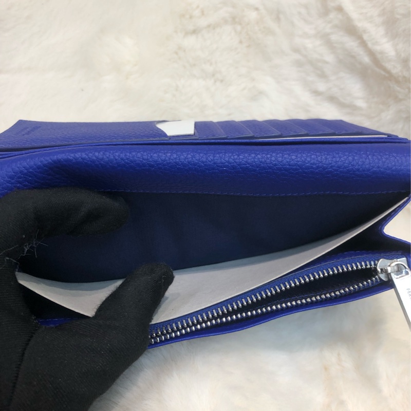 Ferragamo 藍色拼啡色長銀包  長夾 XC125-7