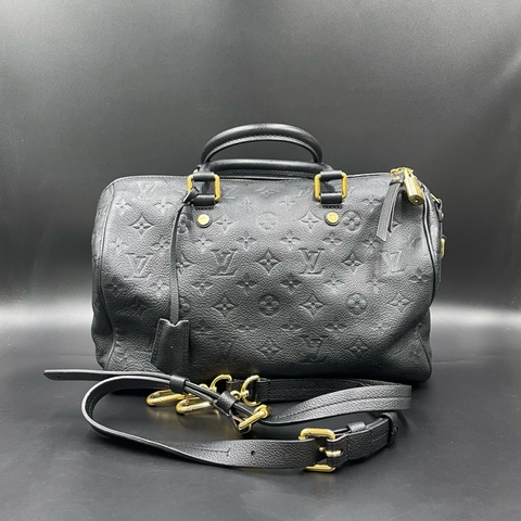 路易威登/Lv黑色全皮壓紋speedy30 30*21*17 鎖鑰匙掛牌在