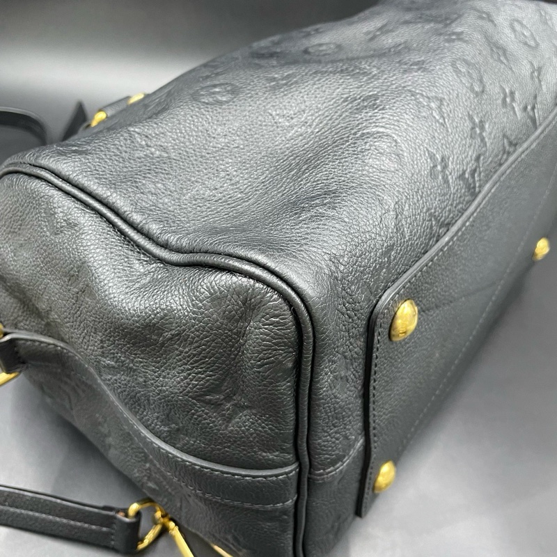 路易威登/Lv黑色全皮壓紋speedy30 30*21*17 鎖鑰匙掛牌在-5