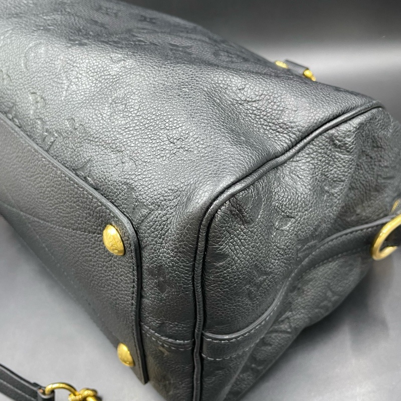 路易威登/Lv黑色全皮壓紋speedy30 30*21*17 鎖鑰匙掛牌在-6