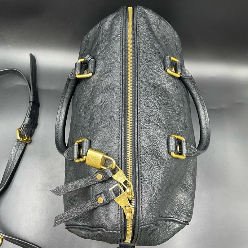 路易威登/Lv黑色全皮壓紋speedy30 30*21*17 鎖鑰匙掛牌在-7