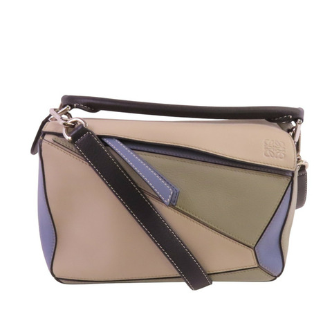 LOEWE 牛皮皮革Loewe Puzzle Bag Small銀扣手挽肩背兩用袋