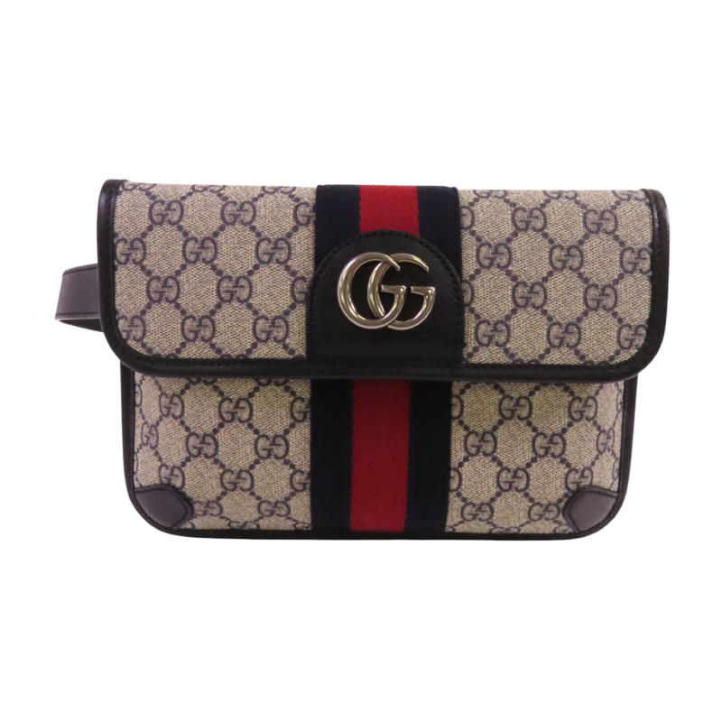 GUCCI 塗層帆布Ophidia GG Supreme銀扣腰包-0