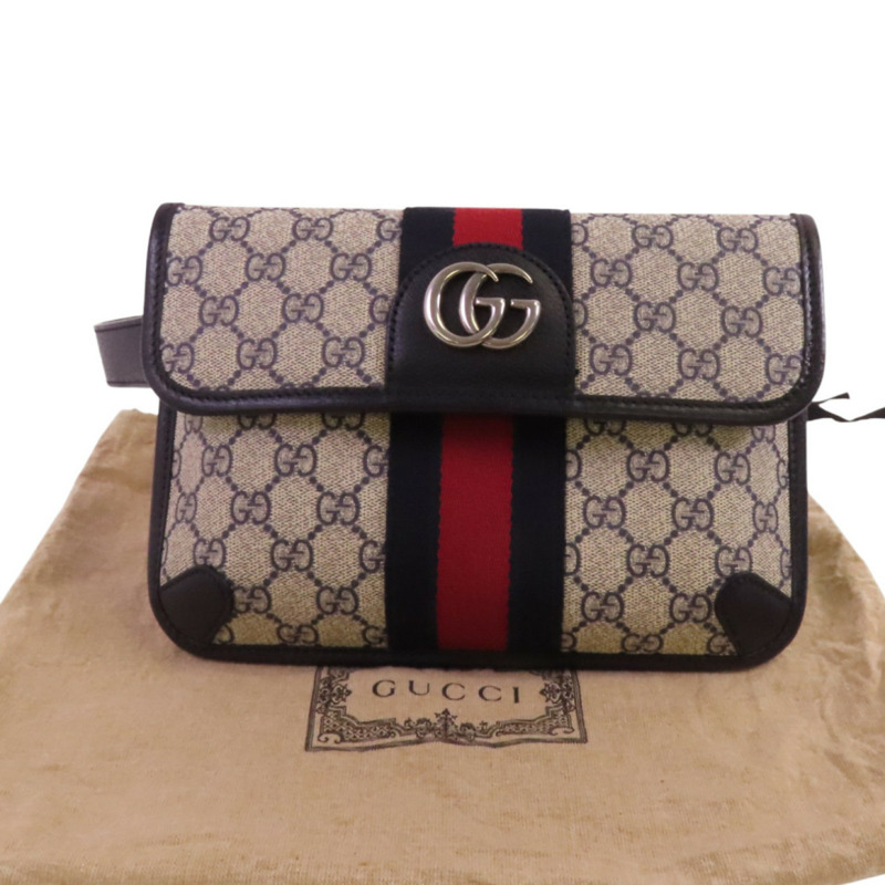 GUCCI 塗層帆布Ophidia GG Supreme銀扣腰包-9