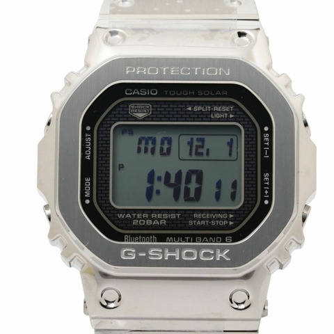 卡西歐 G-SHOCK 全金屬 5000 系列 GMWB5000D1JF 銀色不鏽鋼男士數位手錶