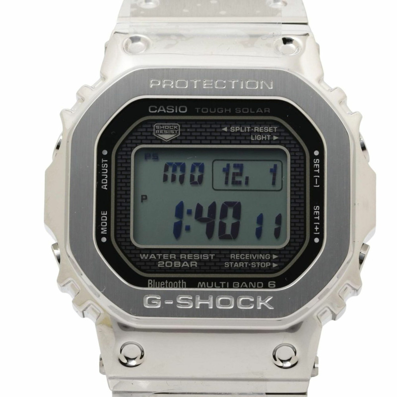 卡西歐 G-SHOCK 全金屬 5000 系列 GMWB5000D1JF 銀色不鏽鋼男士數位手錶-0