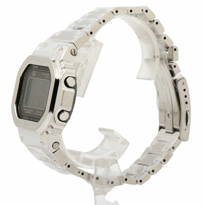 卡西歐 G-SHOCK 全金屬 5000 系列 GMWB5000D1JF 銀色不鏽鋼男士數位手錶-1