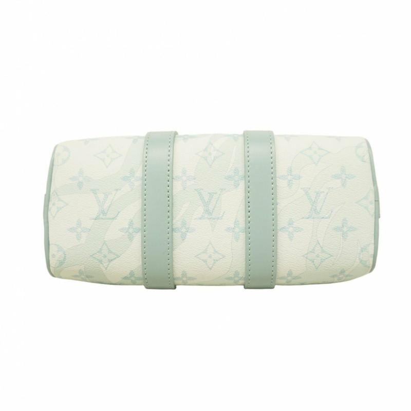 路易威登 Monogram Aqua Garden Keepall Bandouliere 25 手提包 M22527 白色/淺藍色 男士兩用包-2