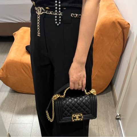 ✨Chanel 黑金Leboy 小號晶片款 99新🖤