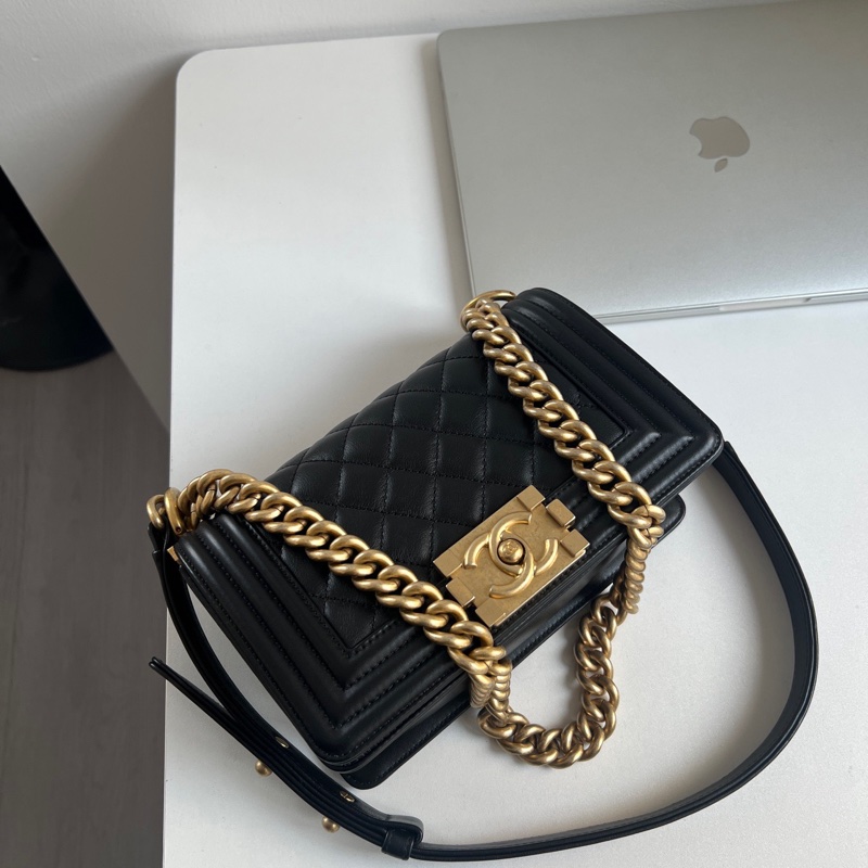 ✨Chanel 黑金Leboy 小號晶片款 99新🖤-3