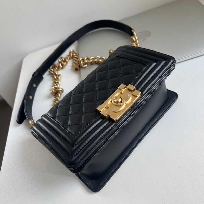 ✨Chanel 黑金Leboy 小號晶片款 99新🖤-4