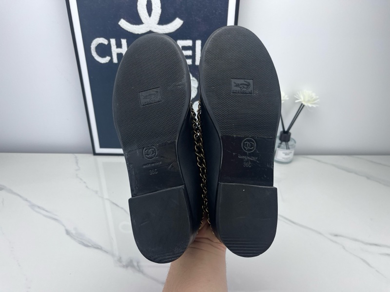 chanel香奈兒 黑色鏈條樂福鞋 36碼 98新-7