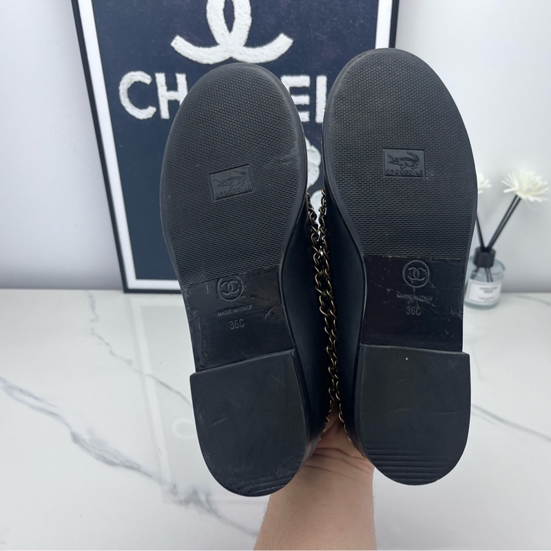 chanel香奈兒 黑色鏈條樂福鞋 36碼 98新-9