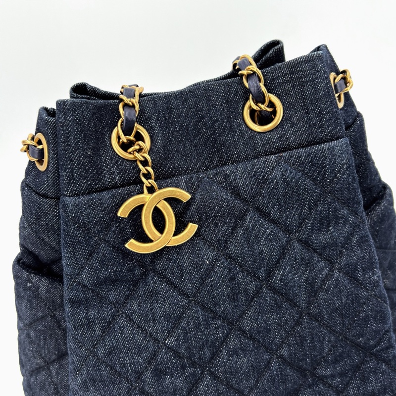 Chanel 香奈兒 牛仔深藍 水桶包 27*17*28-1