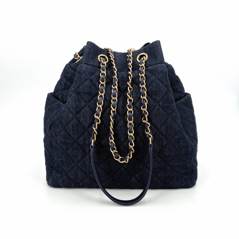 Chanel 香奈兒 牛仔深藍 水桶包 27*17*28-2