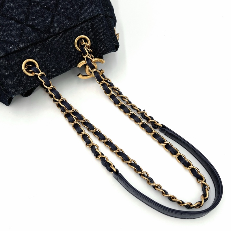 Chanel 香奈兒 牛仔深藍 水桶包 27*17*28-8