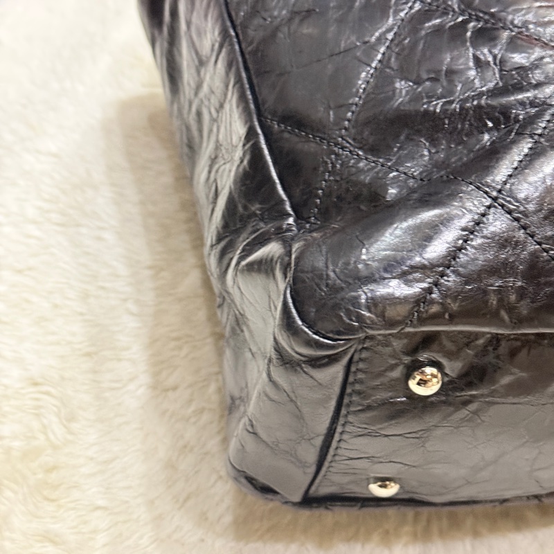 好看的實用款🖤CHANEL 香奈兒 蠟光牛皮 黑色肩背 手提 托特包-27