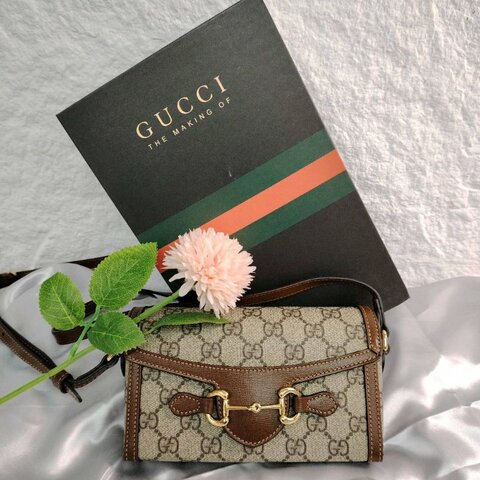 GUCCI 1955 Horsebit 烏木色老花盒子包