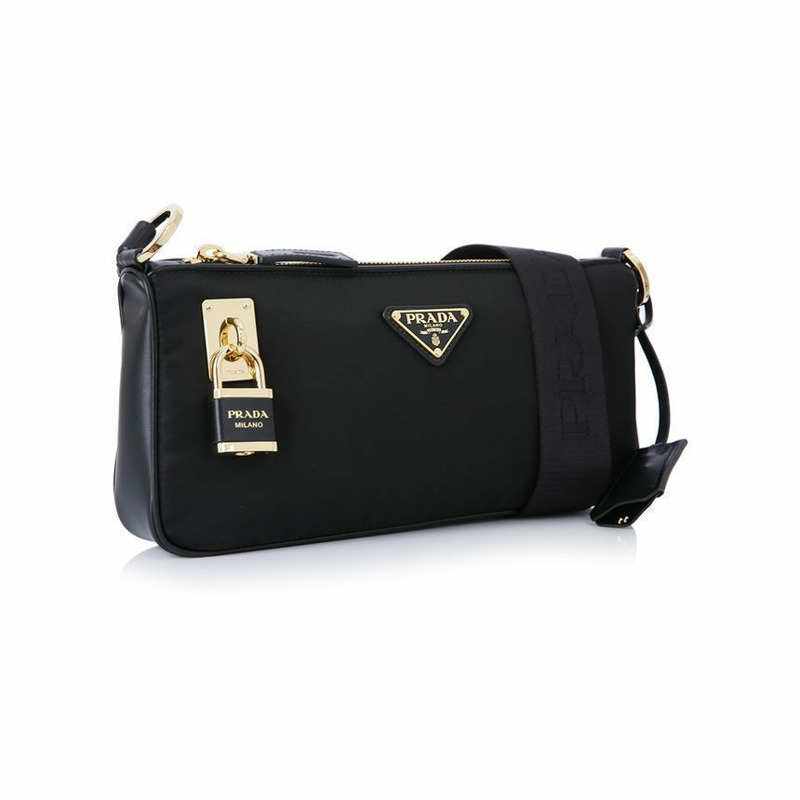 PRADA 尼龍皮革肩背包 1BC234 2C8Q F0002-2