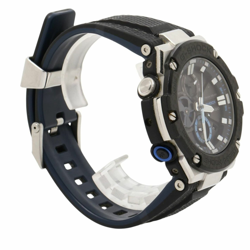 Casio G-SHOCK G-STEEL GSTB100 系列腕錶 (GSTB100XA1AJF) 黑色碳纖維錶圈，樹脂和不鏽鋼/碳纖維材質，男士模擬指針腕錶-2