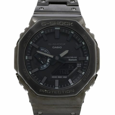 卡西歐 G-SHOCK 全金屬 2100 系列 GMB2100BD1AJF 男士數位類比雙顯腕錶，黑色，不鏽鋼錶殼