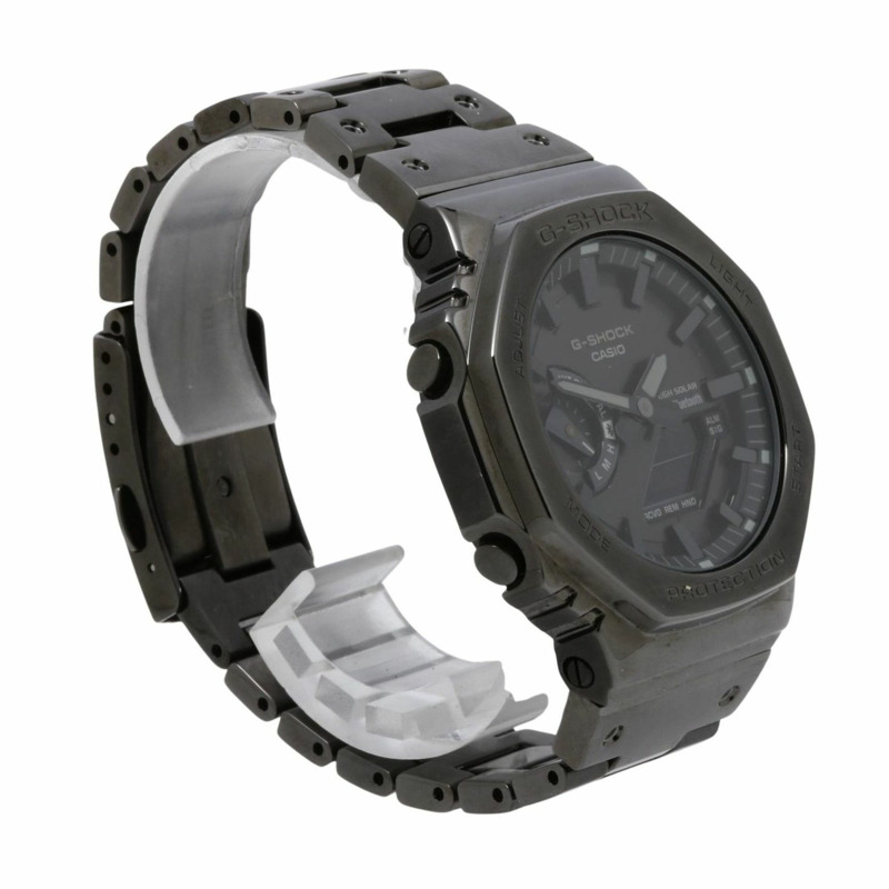 卡西歐 G-SHOCK 全金屬 2100 系列 GMB2100BD1AJF 男士數位類比雙顯腕錶，黑色，不鏽鋼錶殼-2