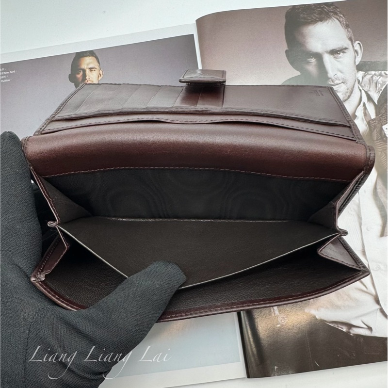 GUCCI 古馳 Guccissima 壓紋深咖啡色扣式長夾-8