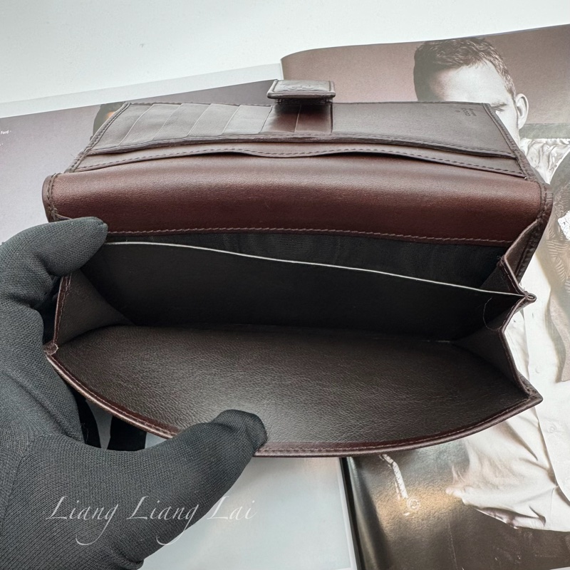 GUCCI 古馳 Guccissima 壓紋深咖啡色扣式長夾-9