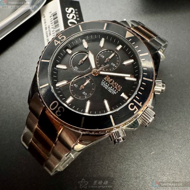 BOSS手錶,編號HB1513705,46mm黑錶殼,金銀相間錶帶款-12