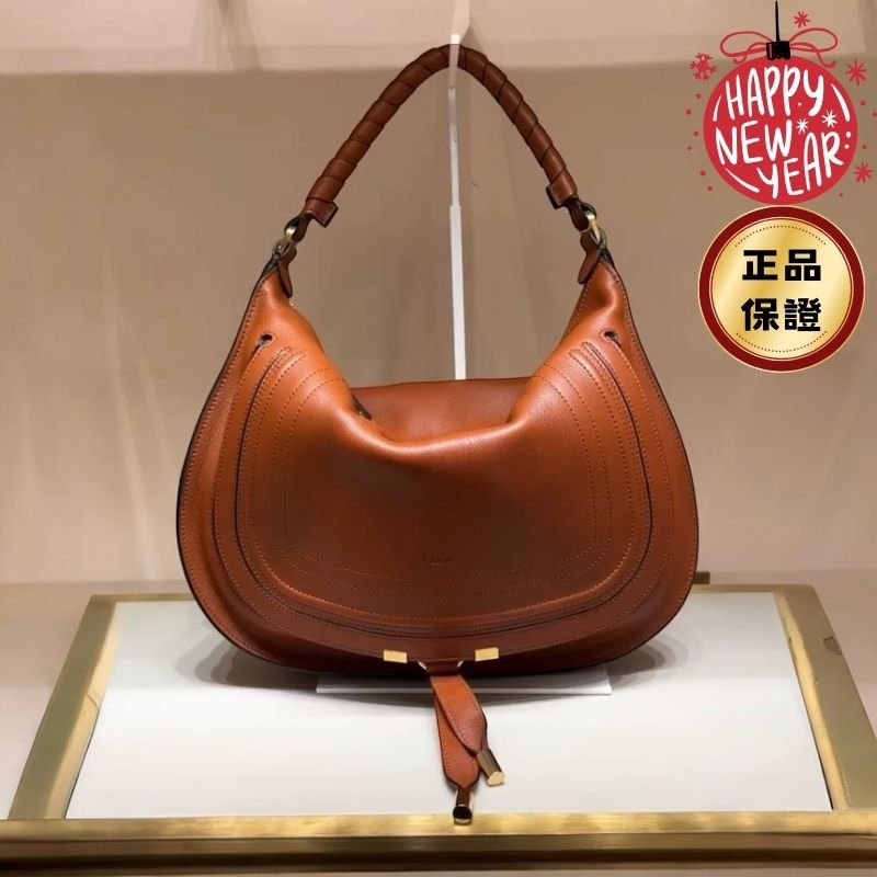 🎊佳節特賣🎁Chloe Marcie 柔軟小牛皮肩背包 陶棕色 Clay Brown-0