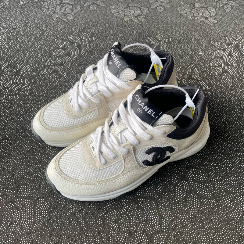 02070 chanel黑白運動鞋37碼無盒無附件 成色新，磨損小，鞋標掉了一隻不影響鑒定-0