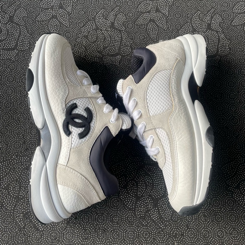 02070 chanel黑白運動鞋37碼無盒無附件 成色新，磨損小，鞋標掉了一隻不影響鑒定-3