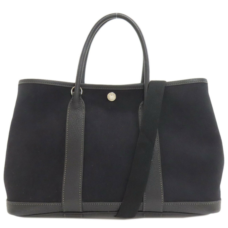 愛馬仕 Garden Party TPM Toile Officier 手提包，銀色五金配件，女士，愛馬仕-0