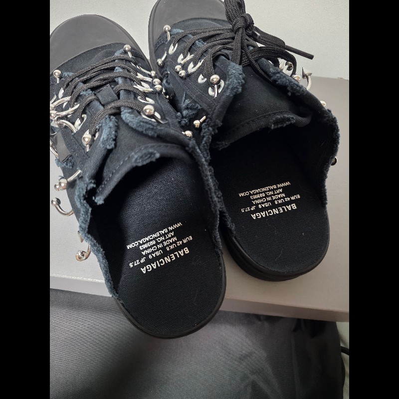 [二手]Balenciaga 巴黎世家 鉚釘穿環 帆布懶人鞋-2