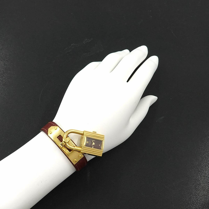 愛馬仕 Kelly 女士腕錶，波爾多紅石英錶，附 Cadena 錶鍊-2