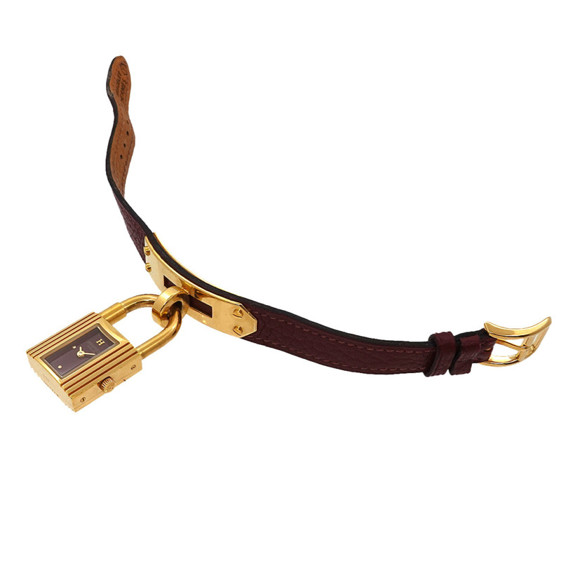 愛馬仕 Kelly 女士腕錶，波爾多紅石英錶，附 Cadena 錶鍊-3