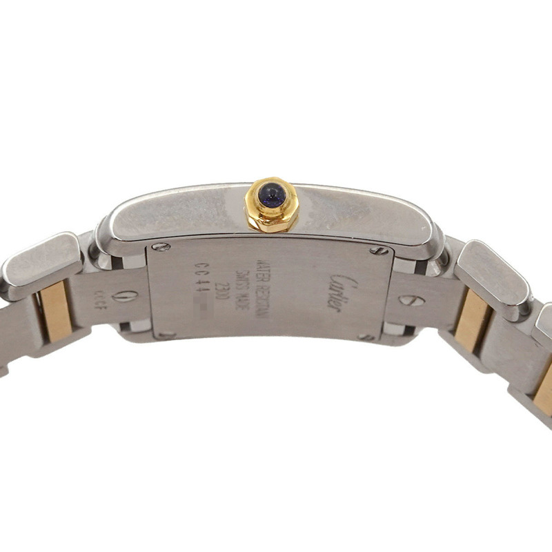 卡地亞 Tank Française SM 雙色腕錶 W51007Q4 女士象牙色 18K 黃金石英錶-4