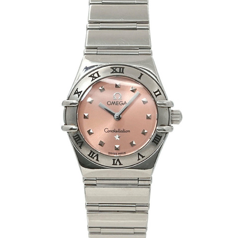 歐米茄星座系列迷你精選1561 61女士粉紅石英腕錶