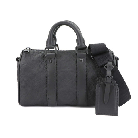 路易威登 Monogram Taurillon Keepall Bandouliere 25 兩手提/肩背包，黑色皮革款式 (M20900)，附 RFID 防盜功能